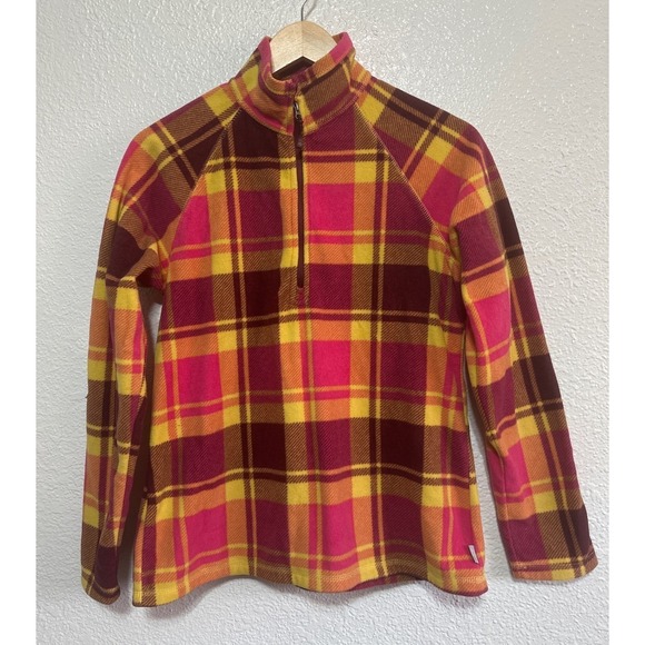 Eddie Bauer Womens Plaid Fleece 1/4 Zip Pullover Top Shirt Size M - Picture 2 of 11